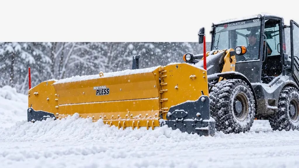 PlowMaxx snowplow on a wheel loader